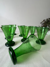 Load image into Gallery viewer, Set of Eight Emerald Green Glasses.
