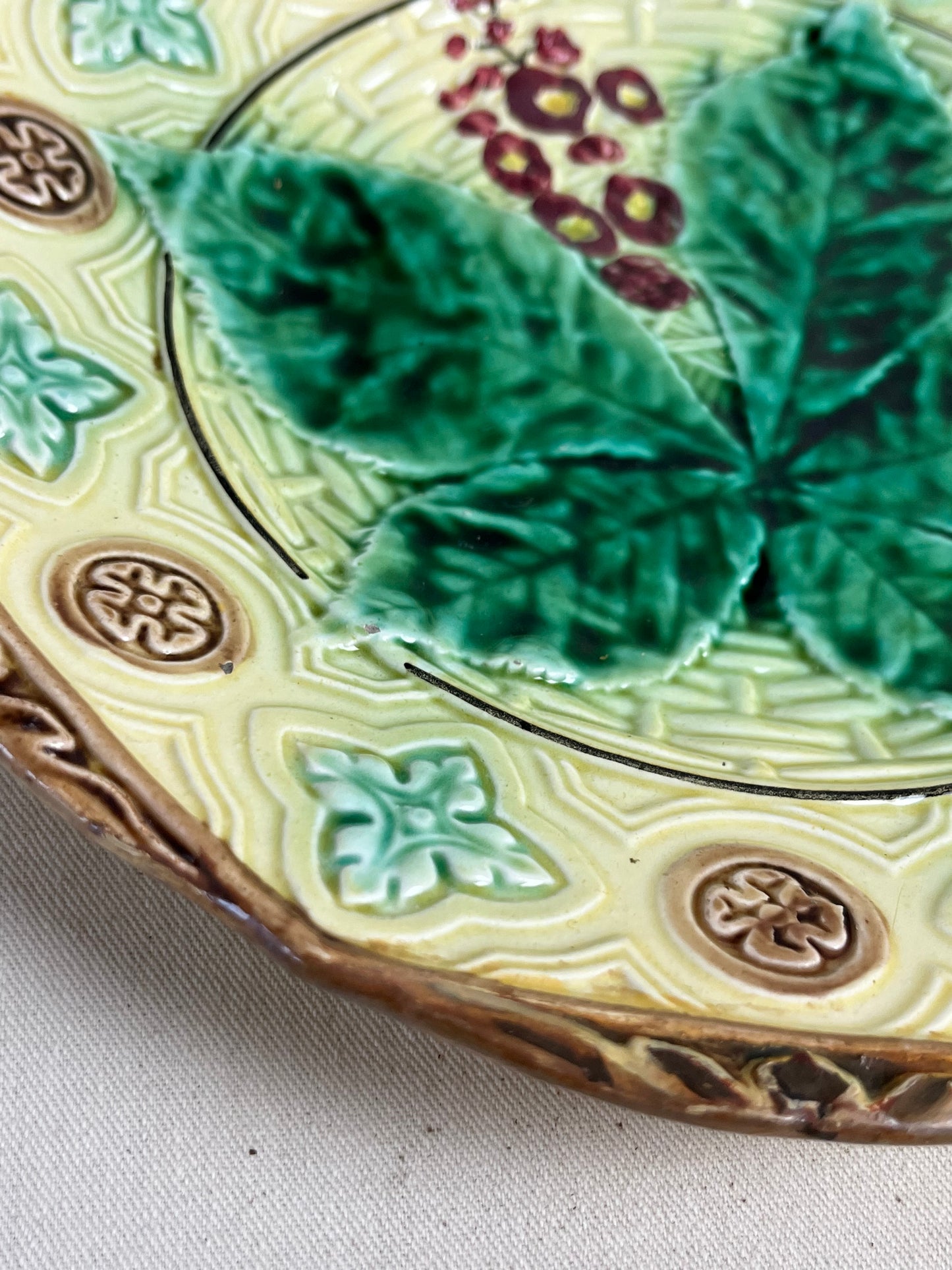 Set of Three French Majolica Plates.