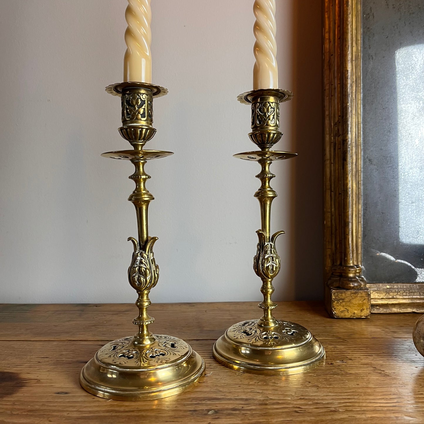 Pair Of Brass Candlesticks.