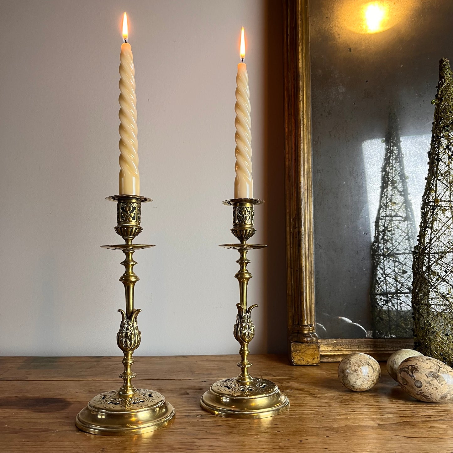 Pair Of Brass Candlesticks.