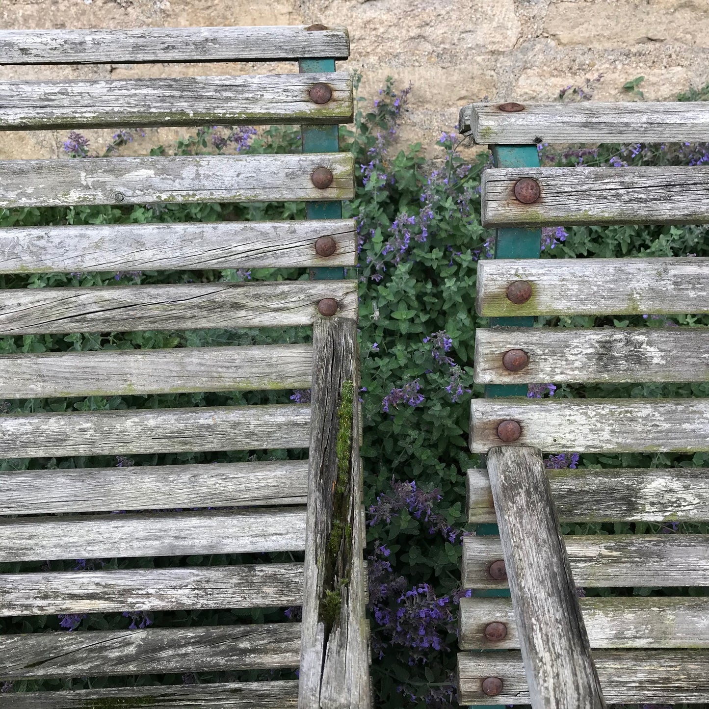 Super Pair Of Wood Slatted Chairs.