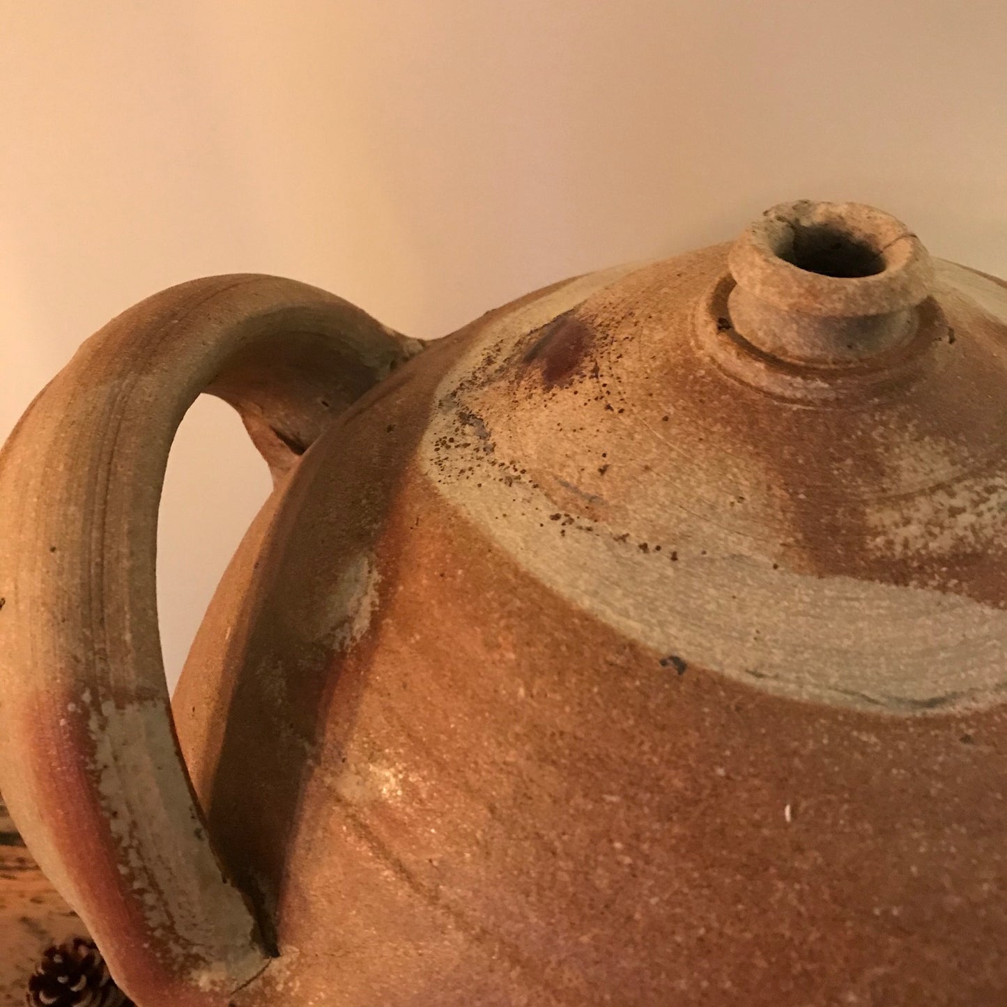 Large French Glazed Stoneware Oil Pot.