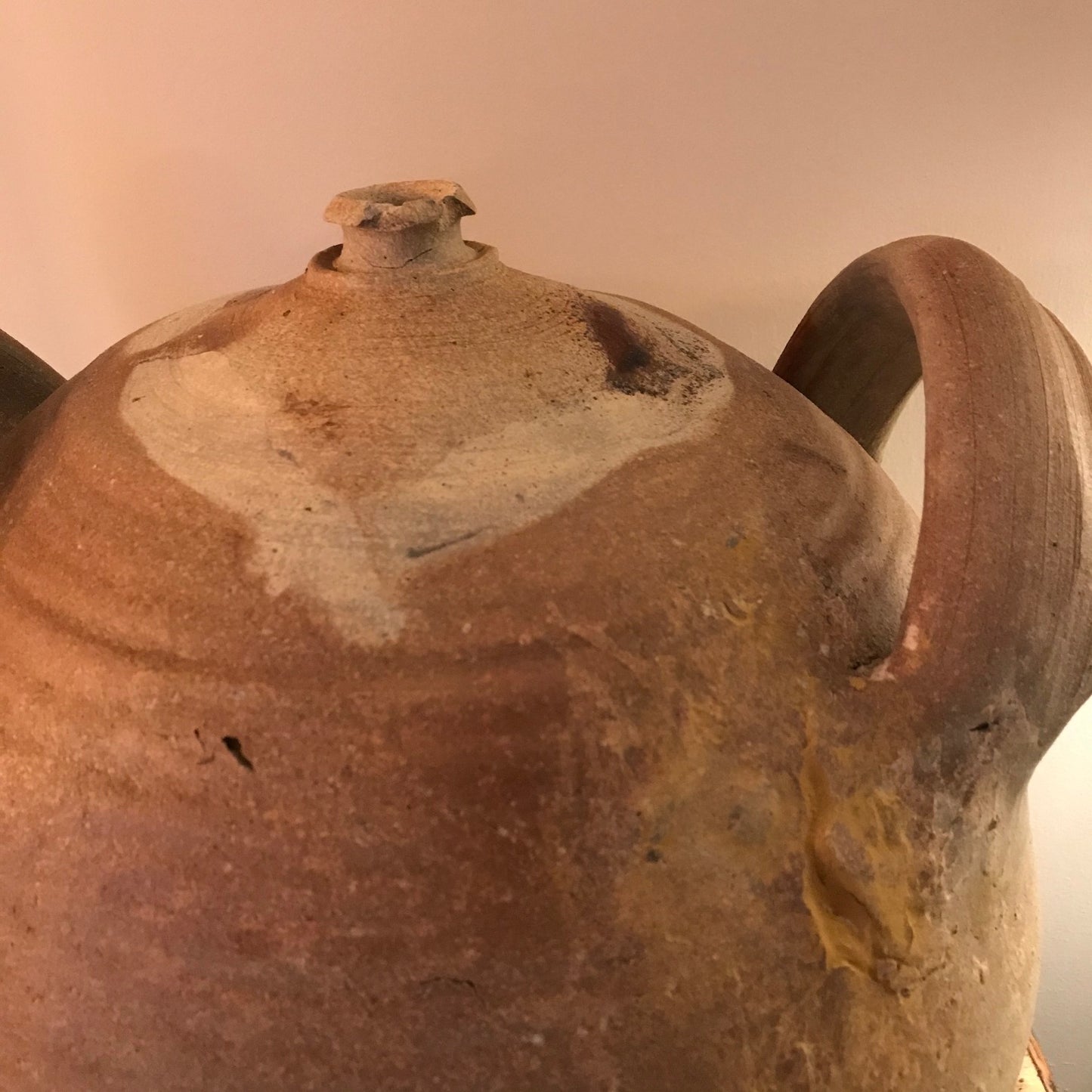 Large French Glazed Stoneware Oil Pot.