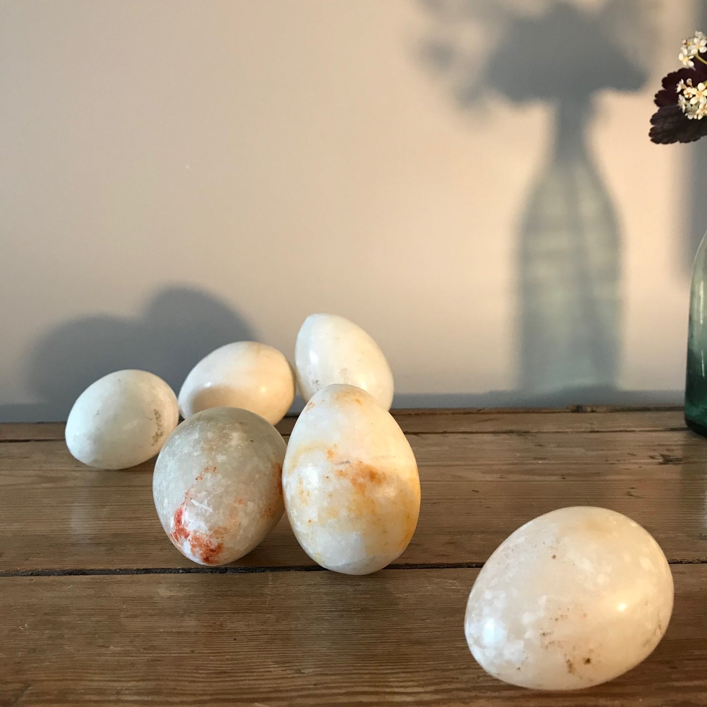 A Collection of Six Italian Alabaster Eggs.