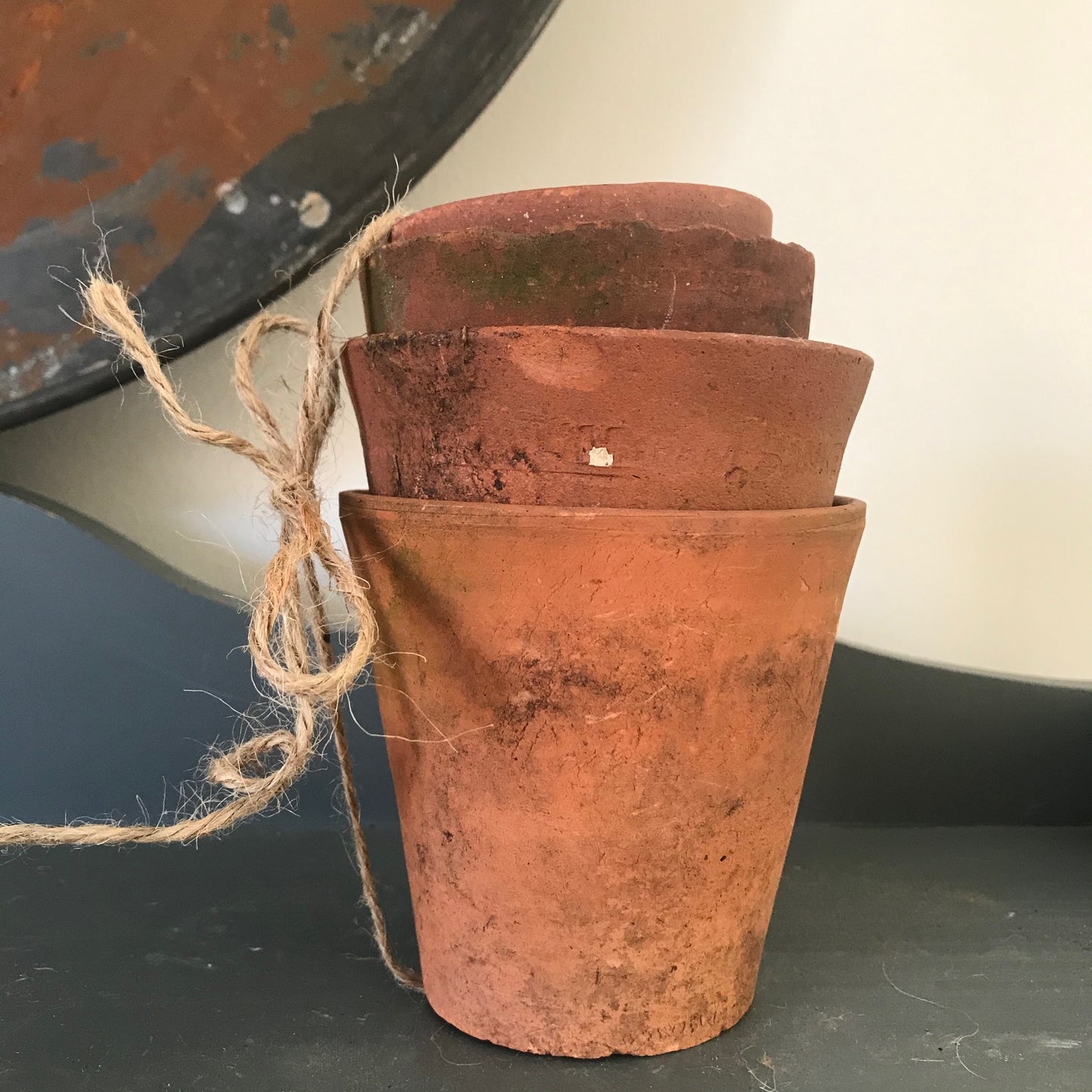 Set of Four Old Terracotta Pots.