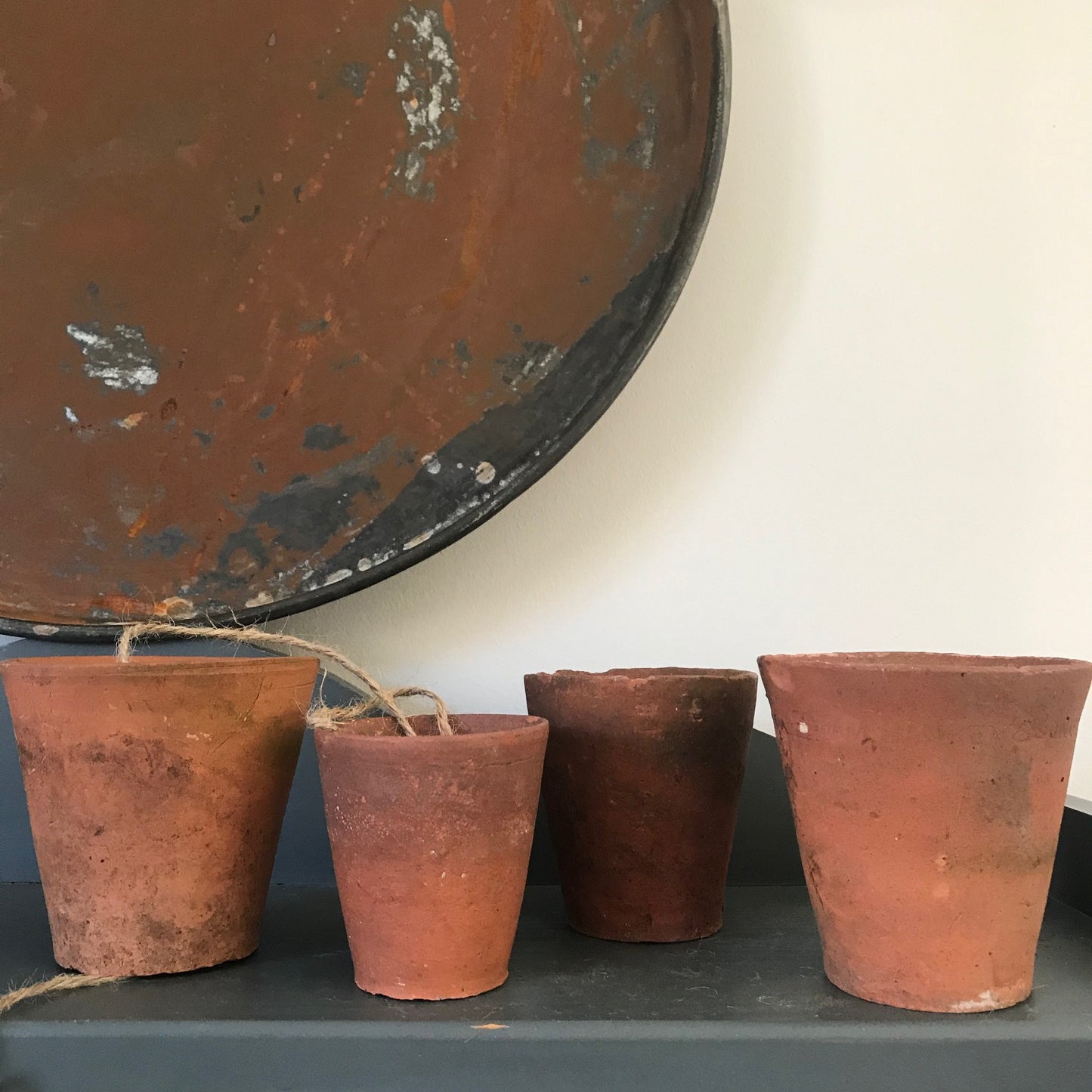 Set of Four Old Terracotta Pots.