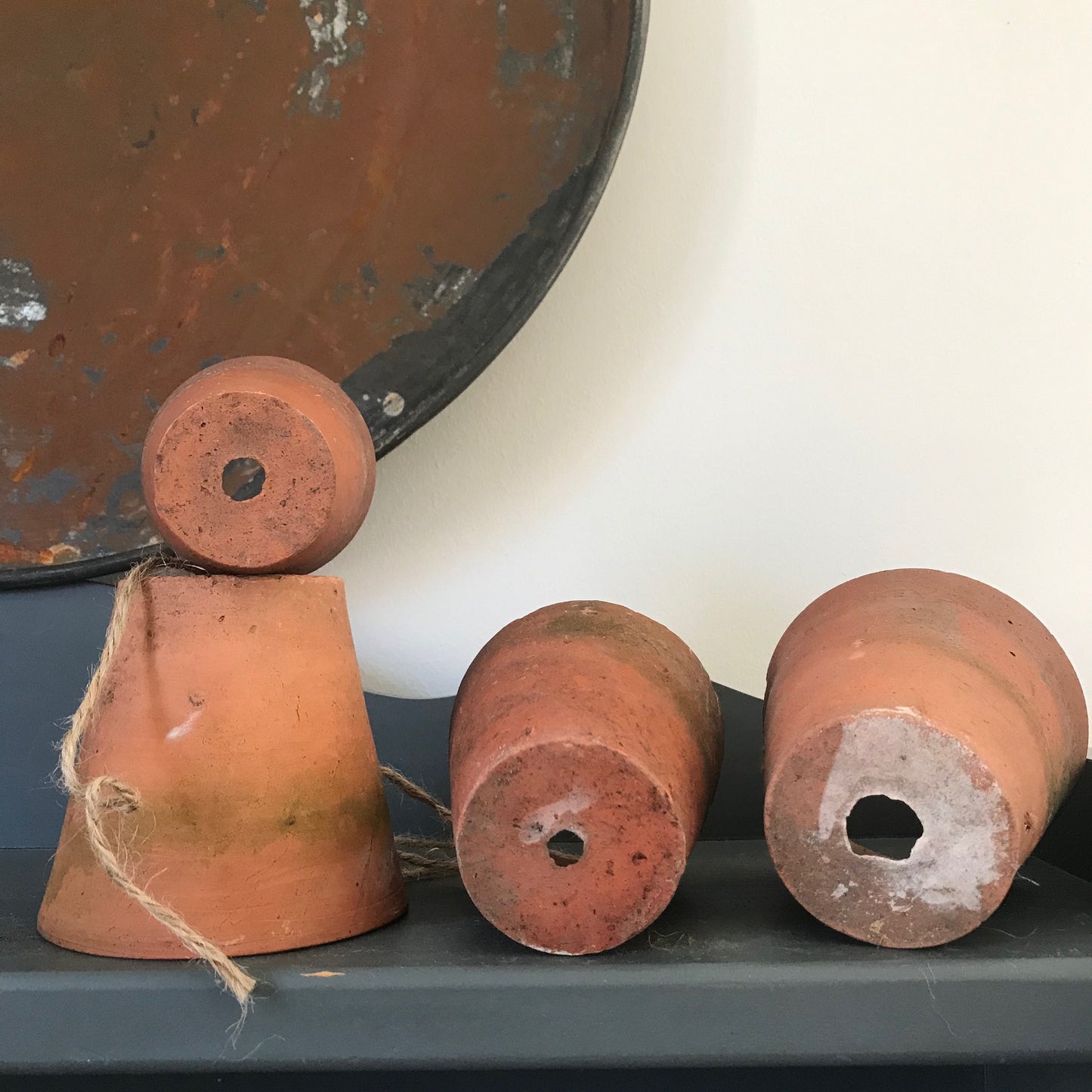 Set of Four Old Terracotta Pots.