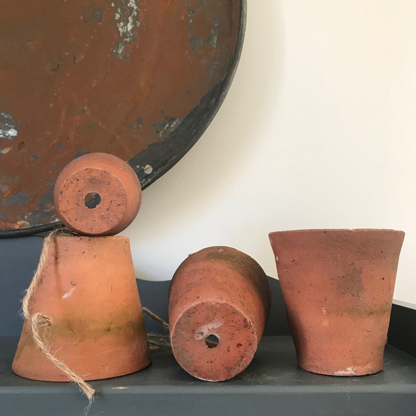 Set of Four Old Terracotta Pots.